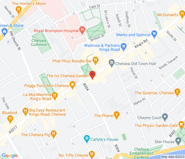 The Ivy Chelsea Garden map address